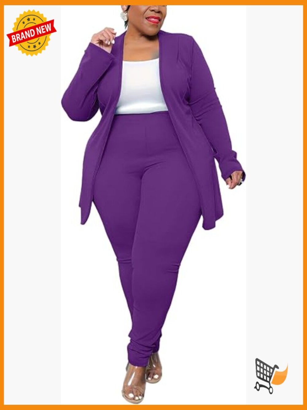 Plus Size 2 Piece Pantsuit Blazer & High Waisted Pants Set Business Wear